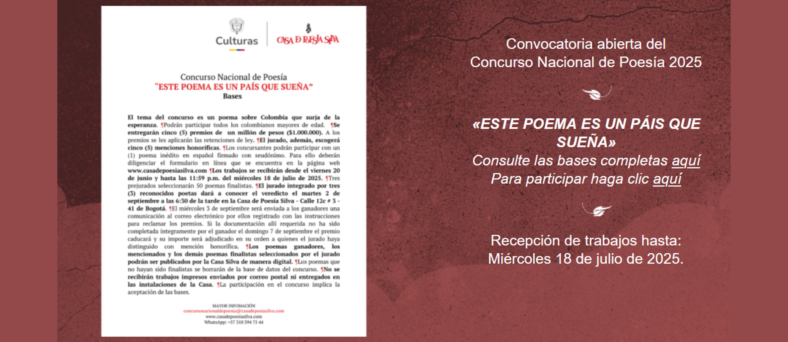 Convocatoria al Concurso Nacional de Poesía - Este poema es un país que sueña