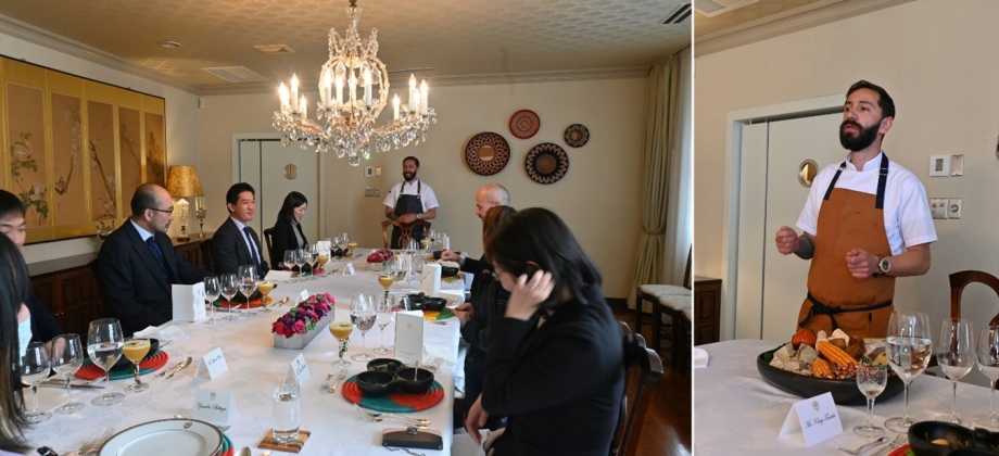 Con productos cultivados en territorios libres de minas antipersonal el chef José Luis Rivera presentó la cocina colombiana ante el público japonés